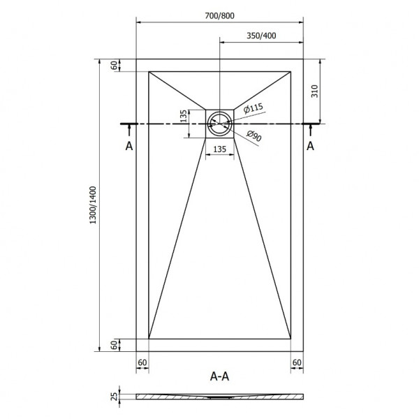 Душовий піддон MEXEN STONE+ 140x80 ANTHRACITE