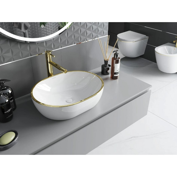 Умивальник (раковина) MEXEN VIKI WHITE GOLD EDGE накладний