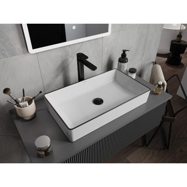 Умивальник (раковина) MEXEN NADIA 60 WHITE BLACK EDGE накладний