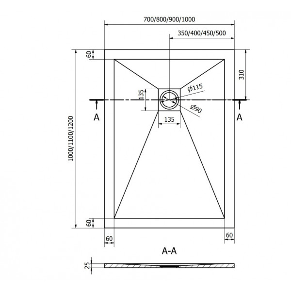 Душовий піддон MEXEN STONE+ 110x90 GREY