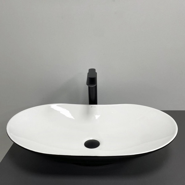 Умивальник (раковина) VBI TURIN BLACK WHITE накладний