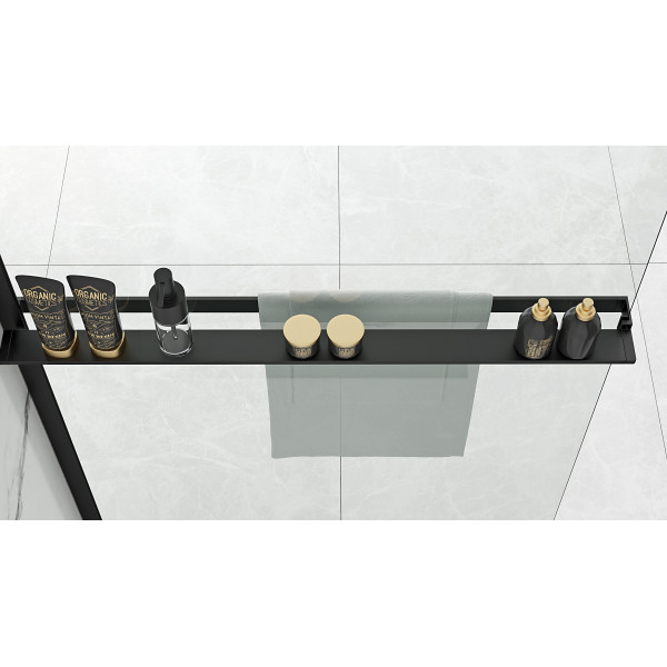 Душова стінка REA BLER 110 BLACK з полицею EVO