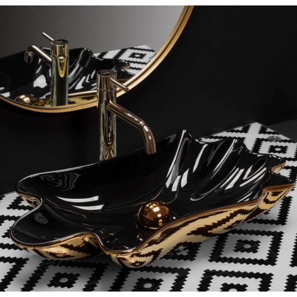 Умивальник (раковина) REA INFINITY GOLD BLACK накладний *