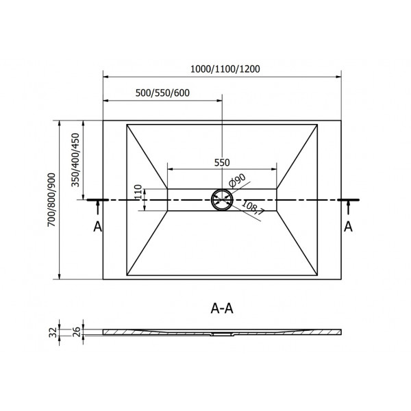 Душовий піддон MEXEN TORO 120x90 WHITE