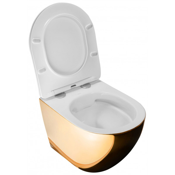 Підвісний унітаз REA CARLO FLAT MINI GOLD WHITE