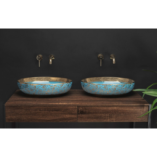 Умивальник (раковина) REA MARGOT BLUE GOLD накладний *