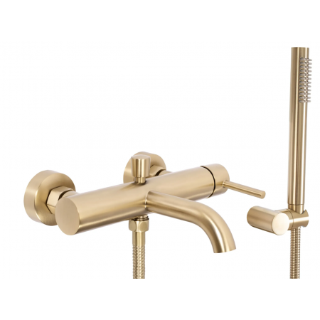 Змішувач для ванни та душу REA LUNGO BRUSHED GOLD настінний з виливом