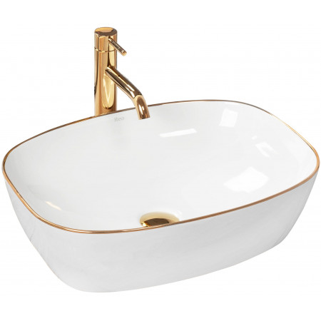 Умивальник (раковина) REA SOL WHITE GOLD EDGE накладний *