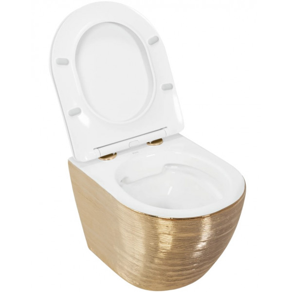 Підвісний унітаз REA CARLO FLAT BRUSH GOLD золотий