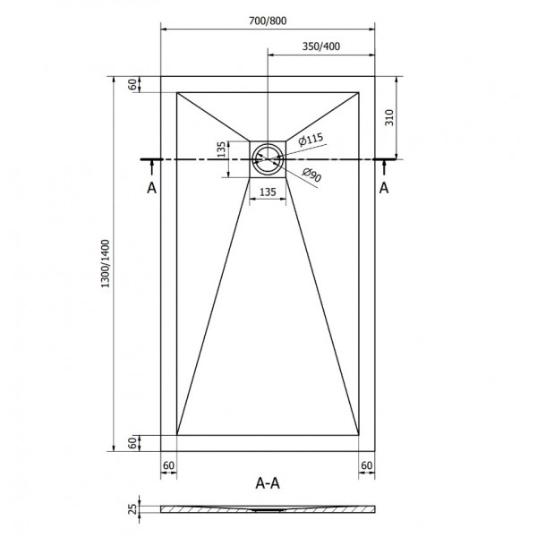 Душовий піддон MEXEN STONE+ 130x80 WHITE