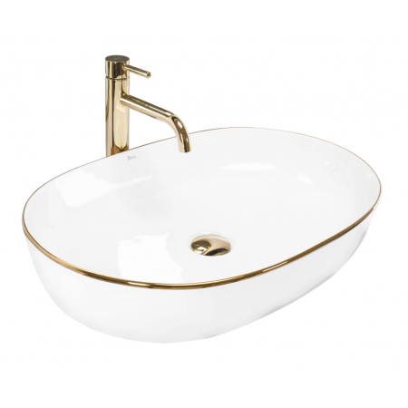 Умивальник (раковина) REA CLEO 61 WHITE GOLD EDGE накладний