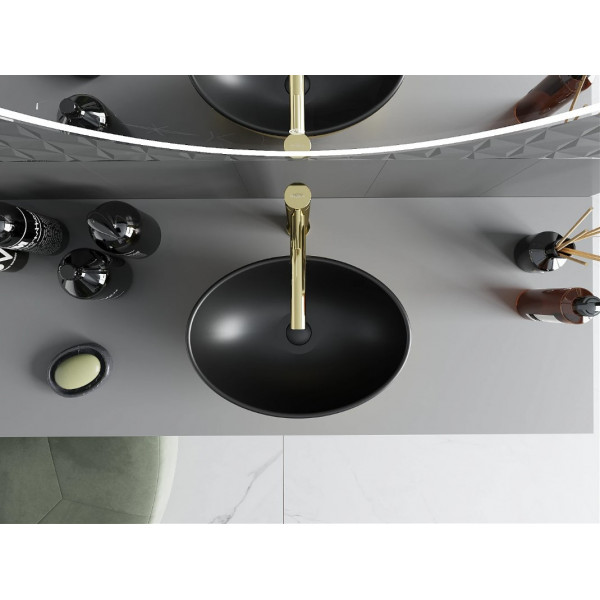 Умивальник (раковина) MEXEN ELZA BRUSHED GOLD BLACK MATT накладний