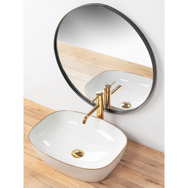 Умивальник (раковина) REA SOL WHITE GOLD EDGE накладний *
