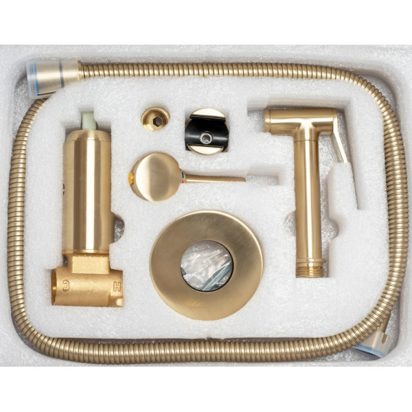 Набір душу гігієнічного REA LOOP BRUSHED GOLD матове золото