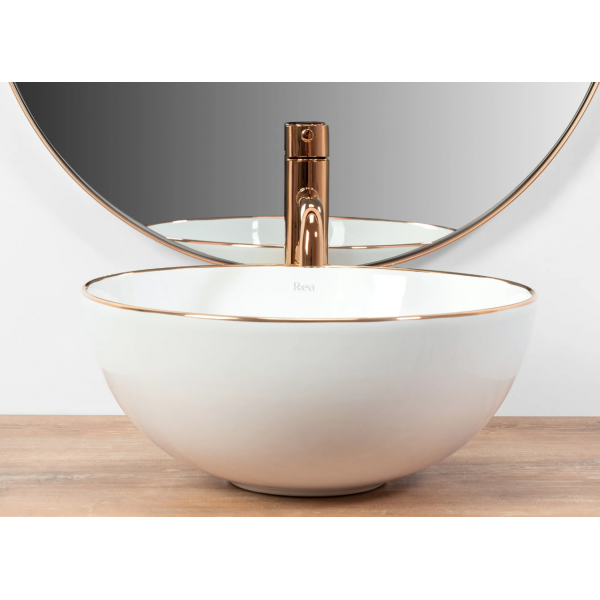 Умивальник (раковина) REA STELLA ROSE GOLD EDGE накладний *