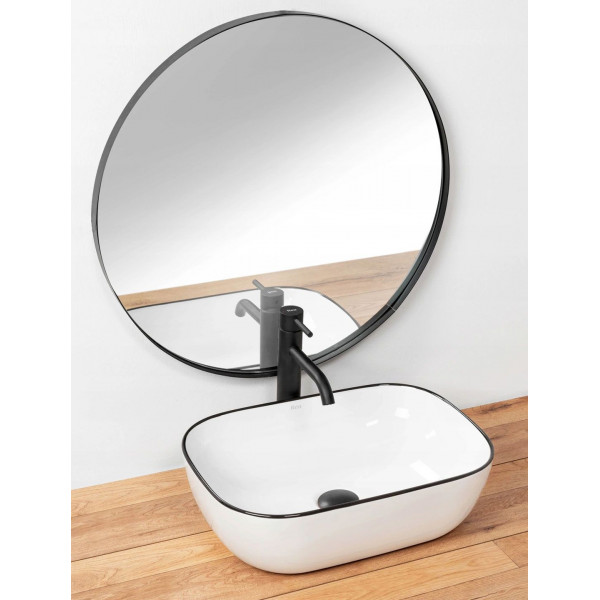 Умивальник (раковина) REA MARBEL WHITE BLACK EDGE накладний *