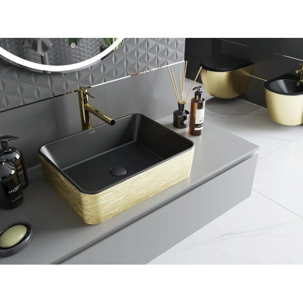 Умивальник (раковина) MEXEN CATIA BRUSHED GOLD BLACK MATT накладний