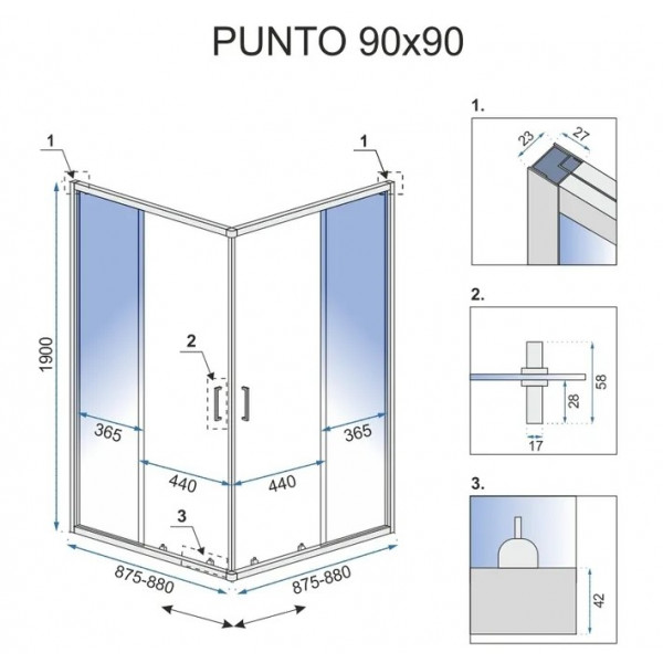 Душова кабіна REA PUNTO 90х90 BLACK