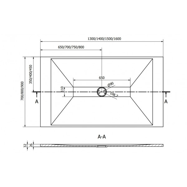 Душовий піддон MEXEN TORO 160x70 WHITE