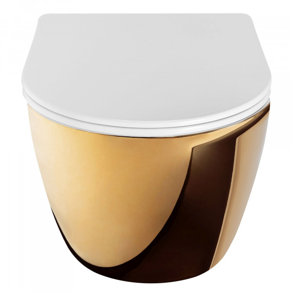 Підвісний унітаз REA CARLO FLAT MINI GOLD WHITE