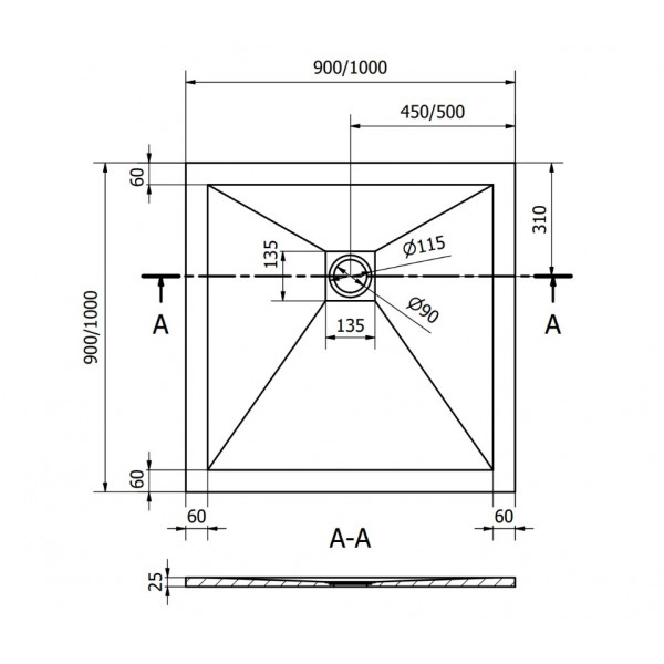 Душовий піддон MEXEN STONE+ 90x90 WHITE