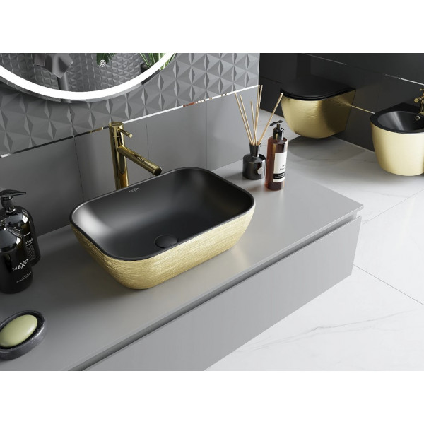 Умивальник (раковина) MEXEN RITA BRUSHED GOLD BLACK MATT накладний