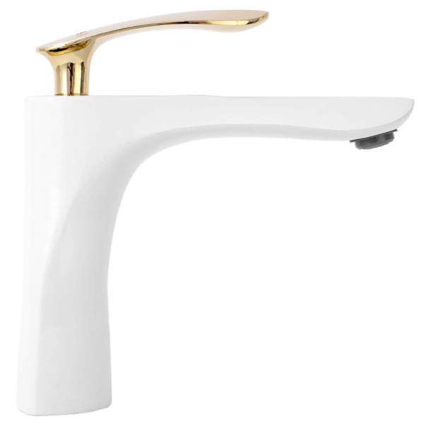 Змішувач для раковини (умивальника) REA ORBIT WHITE GOLD низький