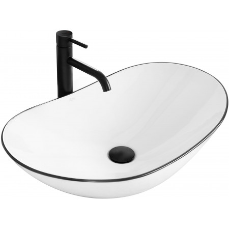 Умивальник (раковина) REA ROYAL WHITE BLACK EDGE накладний *