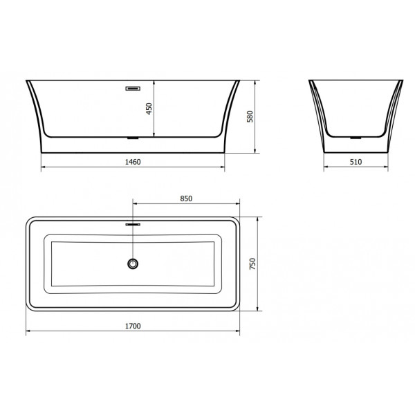 Ванна окрема MEXEN TONIA 170x75 WHITE-G акрилова