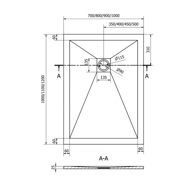 Душовий піддон MEXEN STONE+ 110x70 BLACK