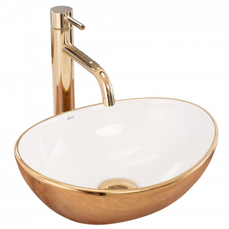Умивальник (раковина) REA SOFIA MINI GOLD WHITE накладний