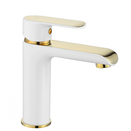 Змішувач для раковини (умивальника) REA BLOOM WHITE GOLD низький