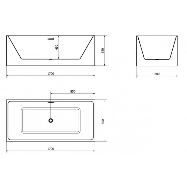 Ванна окрема MEXEN NITA 170x80 BLACK WHITE акрилова