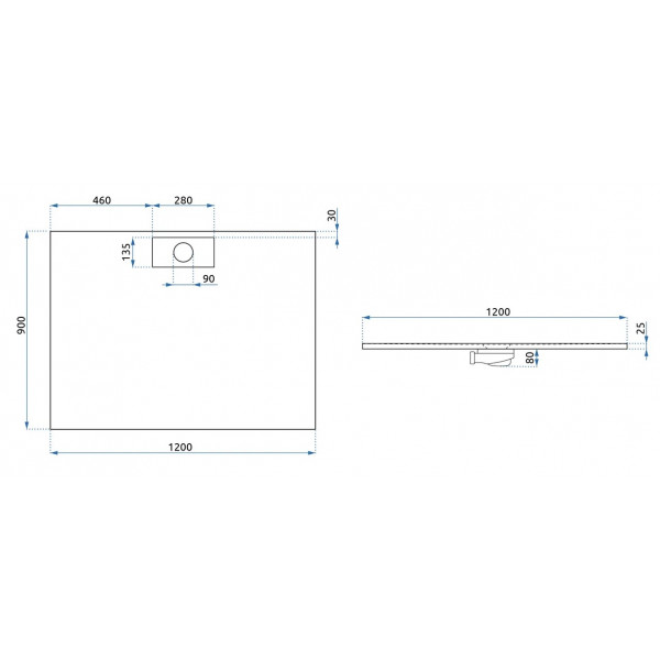 Душовий піддон REA BAZALT 90x120 LONG WHITE
