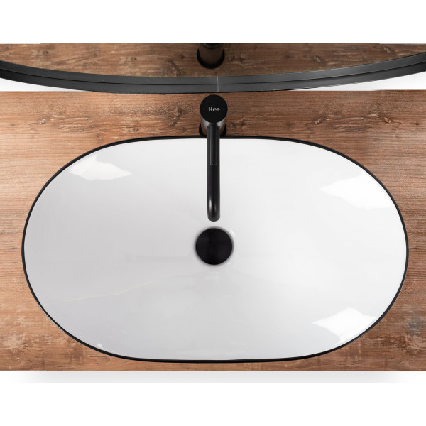Умивальник (раковина) REA ROYAL WHITE BLACK EDGE накладний *