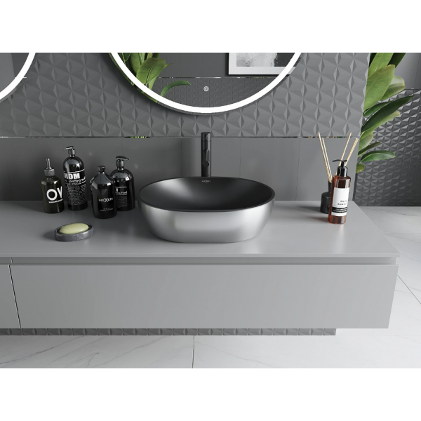 Умивальник (раковина) MEXEN VIKI SILVER BLACK MATT накладний *