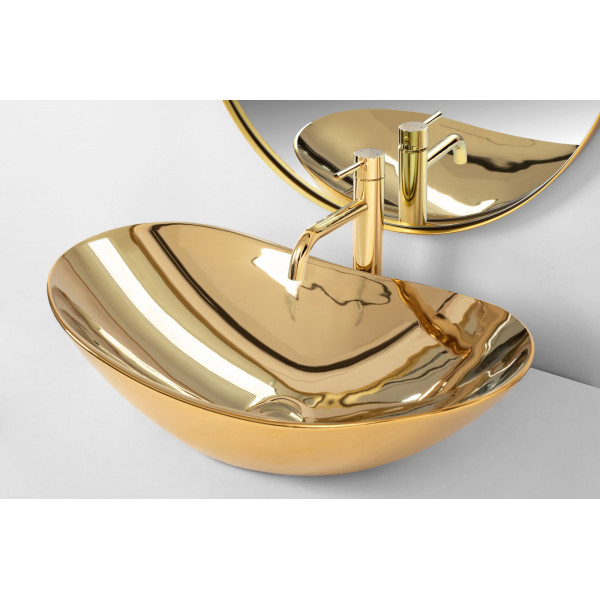 Умивальник (раковина) REA ROYAL GOLD золотий накладний