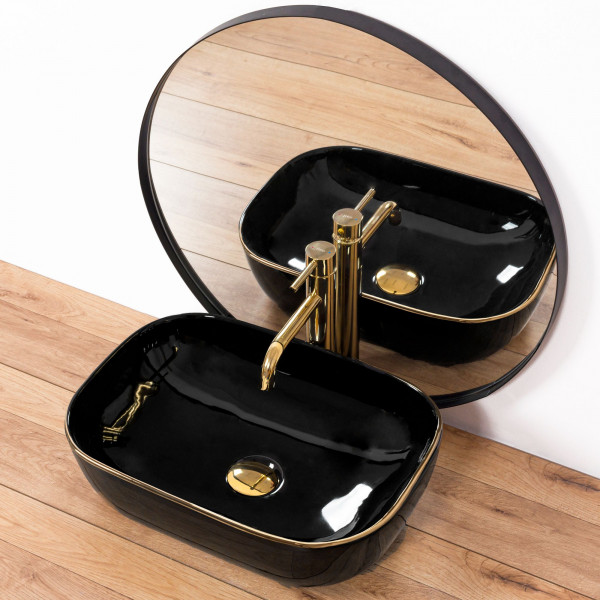 Умивальник (раковина) REA BELINDA BLACK GOLD EDGE накладний *