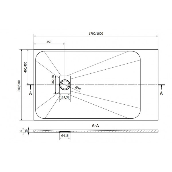 Душовий піддон MEXEN HUGO 170x90 BLACK