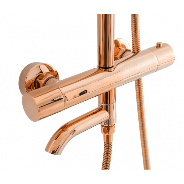 Душовий гарнітур REA LUNGO ROSE GOLD рожеве золото з термостатом та виливом