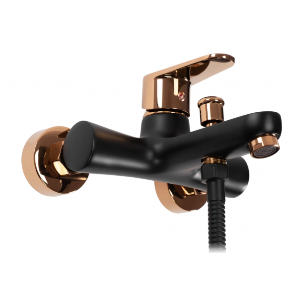 Змішувач для ванни та душу REA MILD BLACK ROSE GOLD настінний з виливом
