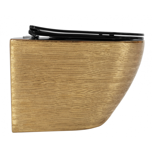 Підвісний унітаз REA CARLO FLAT BRUSHED GOLD BLACK золотий