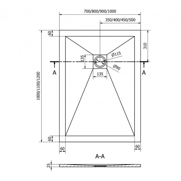 Душовий піддон MEXEN STONE+ 110x90 ANTHRACITE