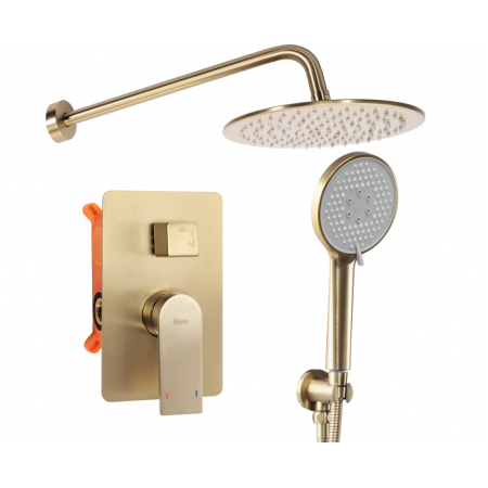 Душова система REA VERSO BRUSHED GOLD + BOX прихованого монтажу