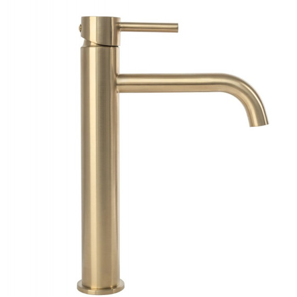Змішувач для раковини (умивальника) REA LUNGO BRUSHED GOLD золотий матовий високий