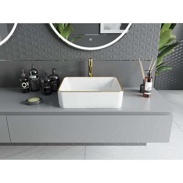 Умивальник (раковина) MEXEN CATIA WHITE GOLD EDGE накладний