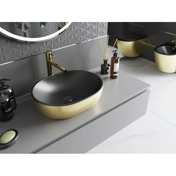 Умивальник (раковина) MEXEN VIKI GOLD BLACK MATT накладний
