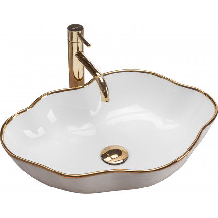 Умивальник (раковина) REA PEARL WHITE GOLD EDGE накладний