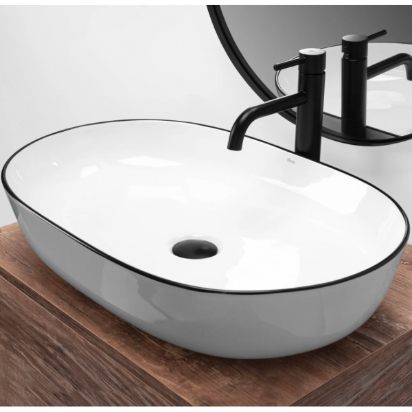 Умивальник (раковина) REA CLEO 61 WHITE BLACK EDGE накладний