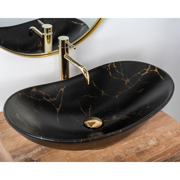 Умивальник (раковина) REA ROYAL 60 BLACK MARBLE MATТ накладний